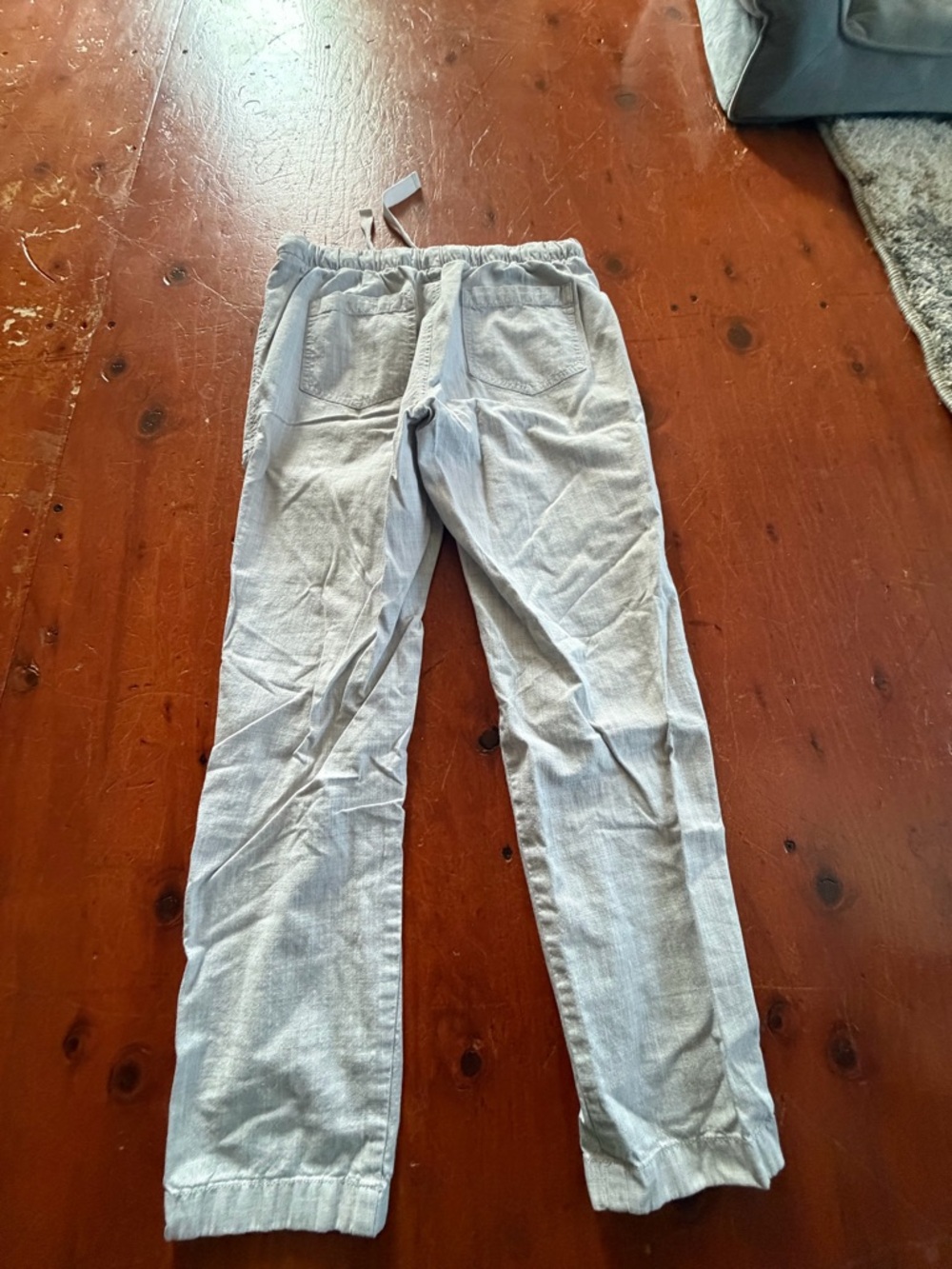 LOFT Light Gray Cropped Drawstring Pants - Picture 2 of 3